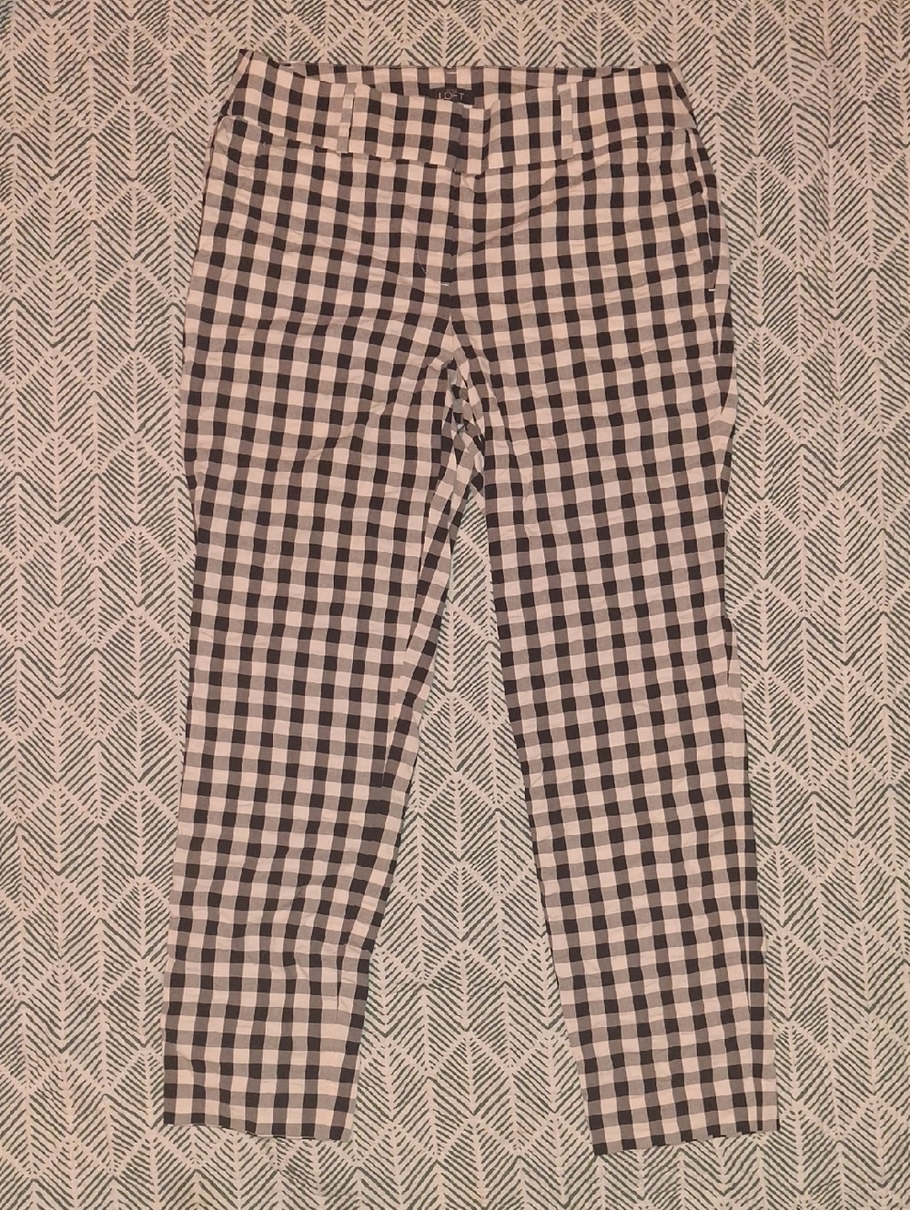 LOFT Black and White Gingham Marisa Straight Pants